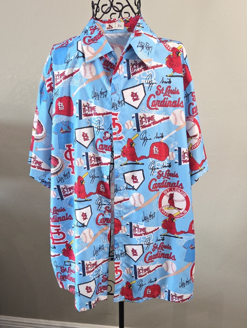 St. Louis Cardinals Light Blue Short-Sleeve Button-Up Shirt
